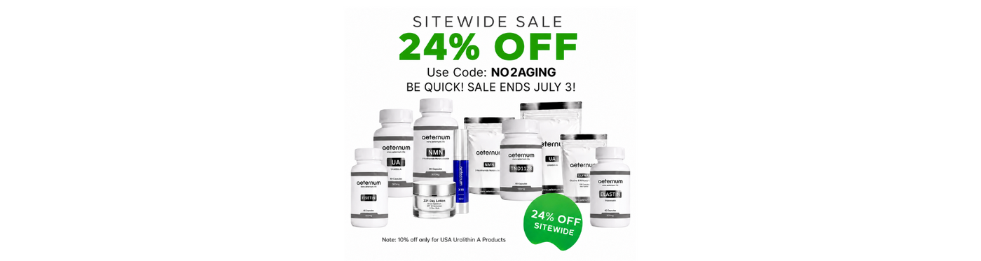 Promotional graphic with 24% off text and product images on a white background