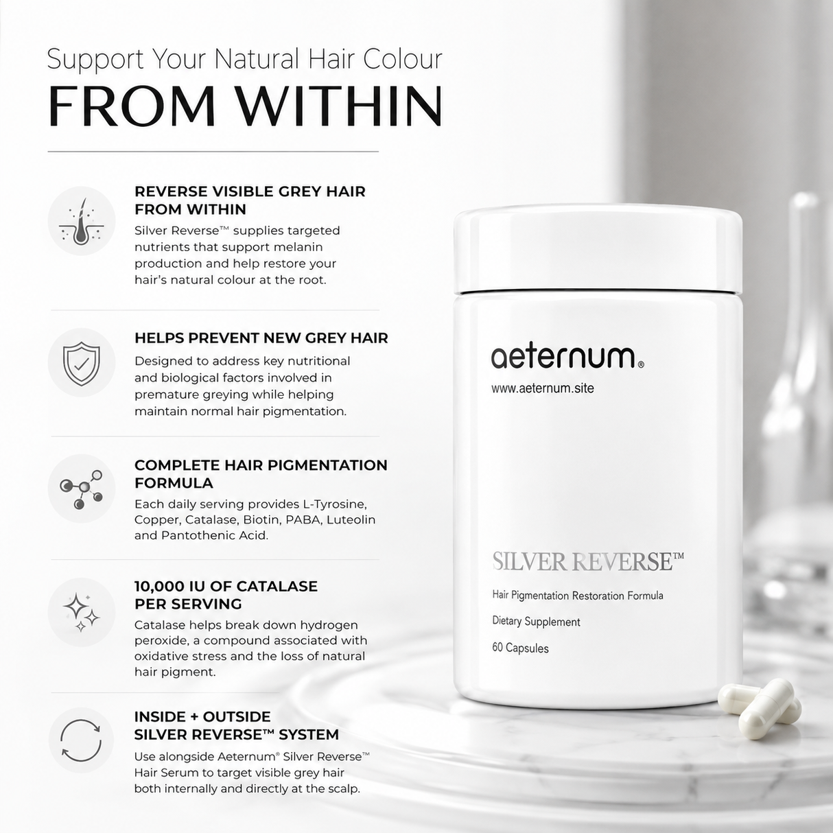 Aeternum® Silver Reverse™ Grey Hair Capsules
