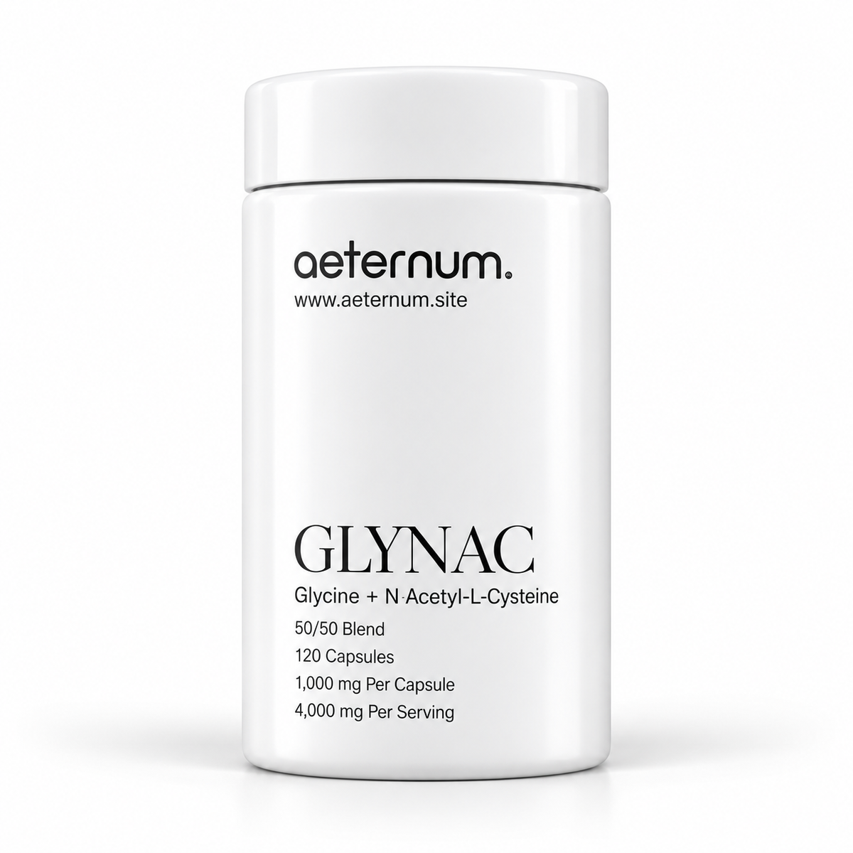 Aeternum GLYNAC 120 capsules bottle, glycine and NAC