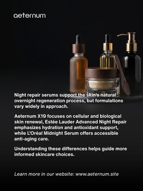 Night Repair Serums Compared: Aeternum X19 vs Estée Lauder ANR vs L’Oréal Midnight