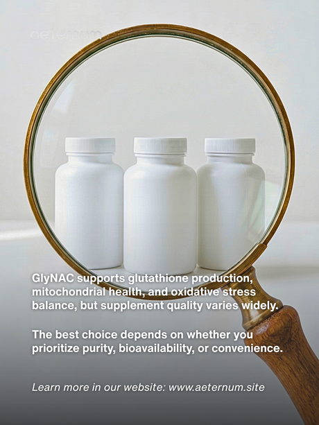 GlyNAC Compared: Aeternum vs Utzy Naturals vs Codeage (What Actually Matters for Glutathione Support and Cellular Health)