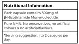 500mg NMN Capsules – PURE NMN – Nicotinamide Mononucleotide (Beta, β-NMN)