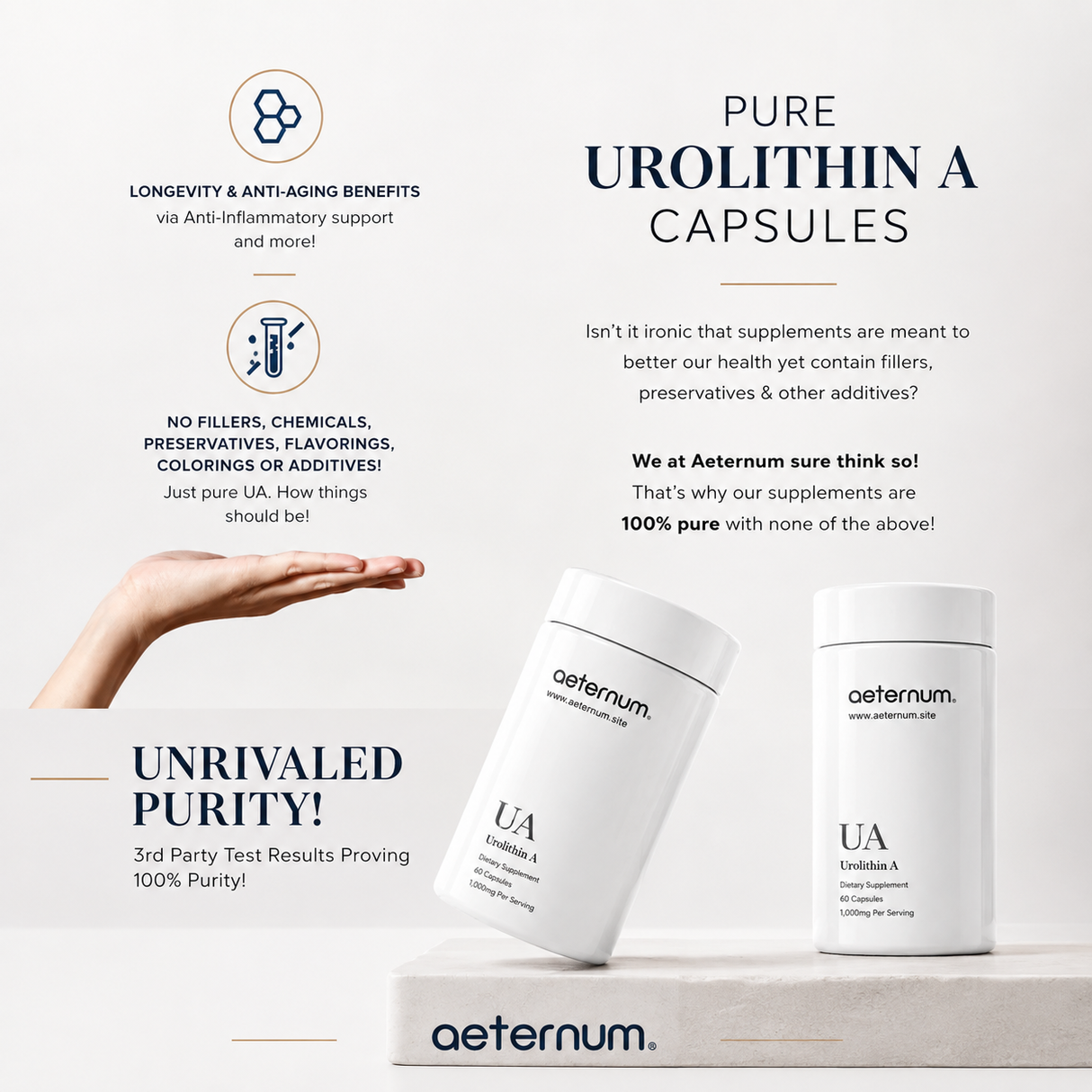 Aeternum® Urolithin A (UA) 500mg Capsule (1,000mg Per Serving)