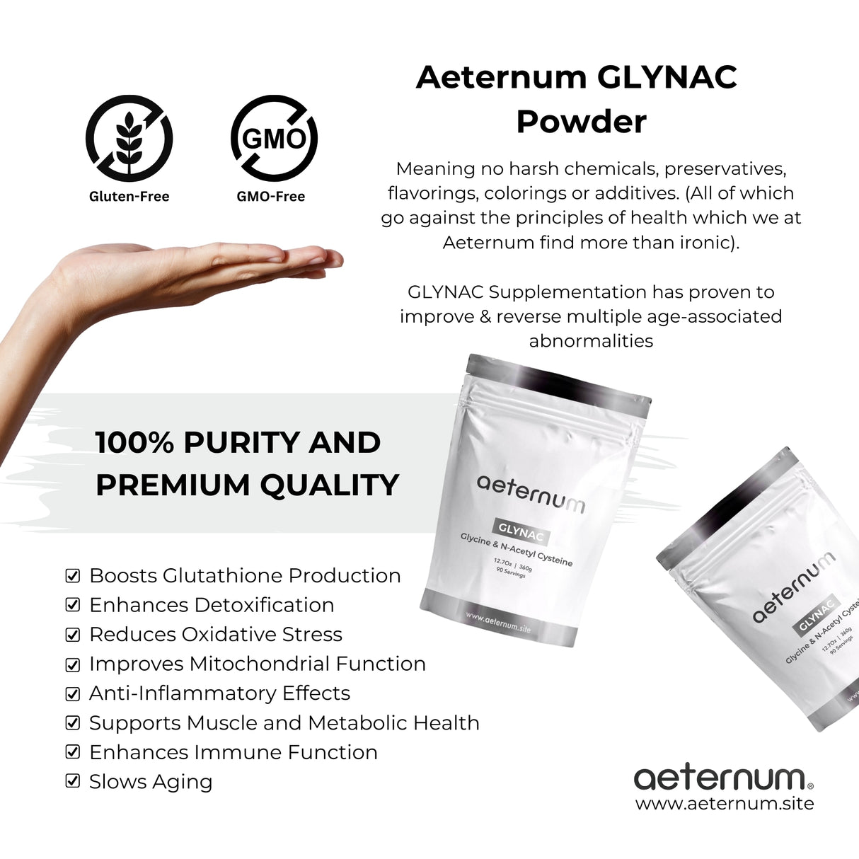 Aeternum GlyNAC (Glycine & N-Acetyl Cysteine) Powder