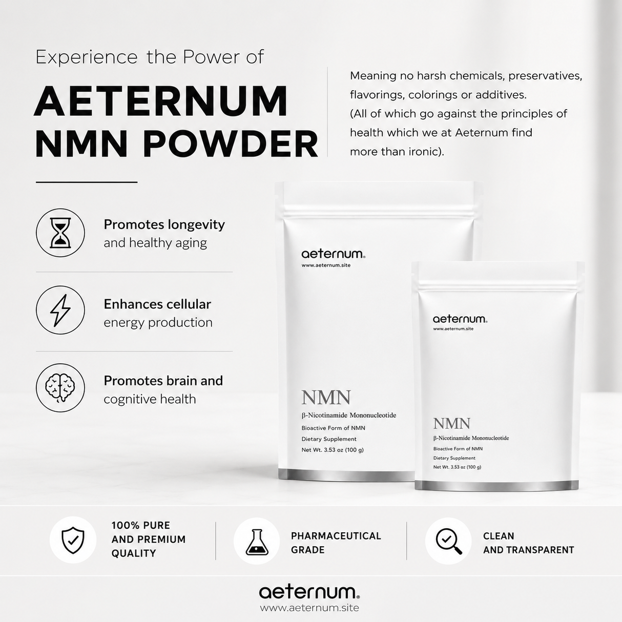 Aeternum® NMN β-Nicotinamide Mononucleotide Powder 100g