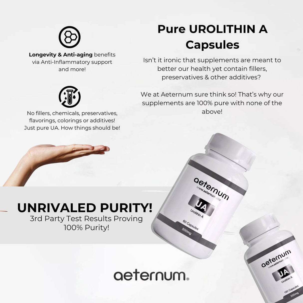 Aeternum® Urolithin A (UA) - 500mg Capsule (1,000mg Per Serving)