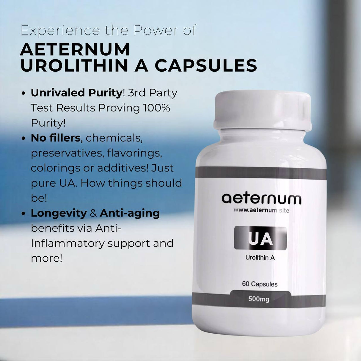 Aeternum® Urolithin A (UA) - 500mg Capsule (1,000mg Per Serving)