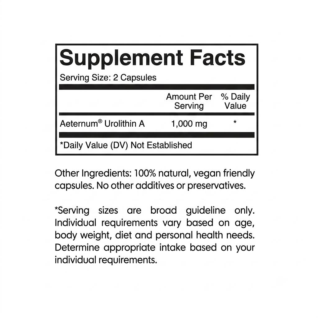 Aeternum® Urolithin A (UA) 500mg Capsule (1,000mg Per Serving)