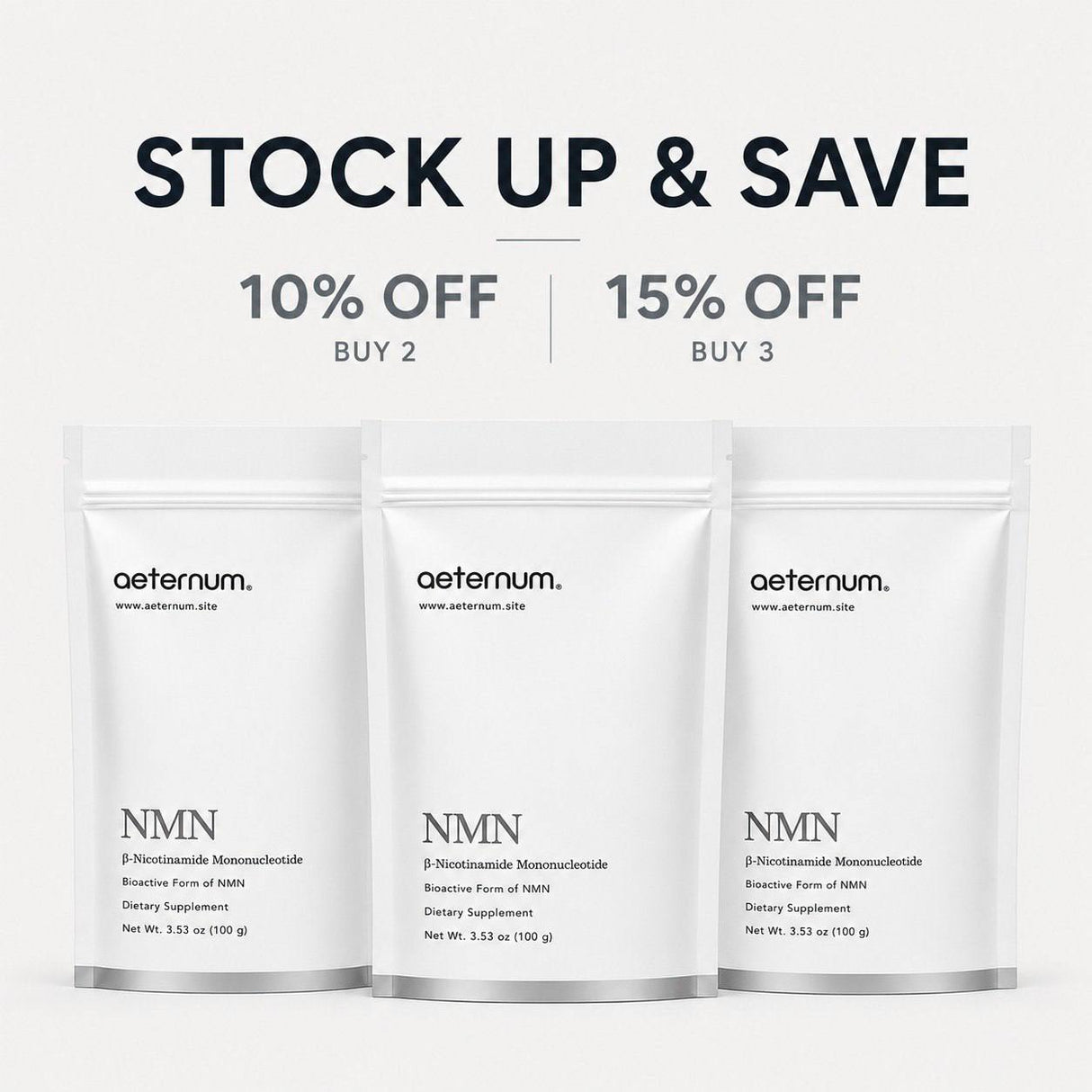 Aeternum NMN powder multi-pouch savings options